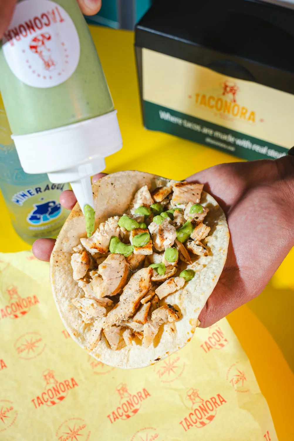 A Taconora taco close up